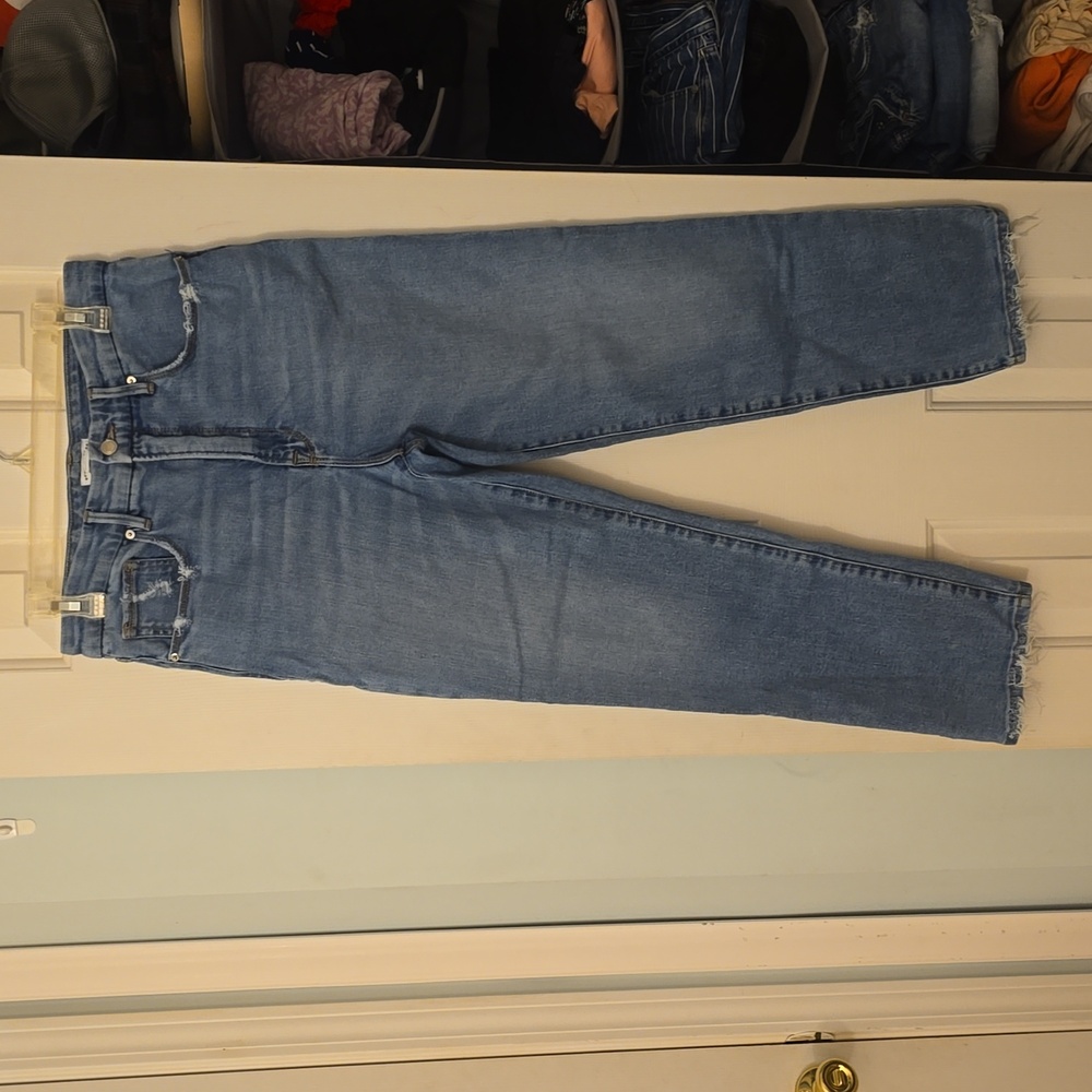 Good American Good Boy Crop Extra High Rise Straight Leg Jeans Size 10/30